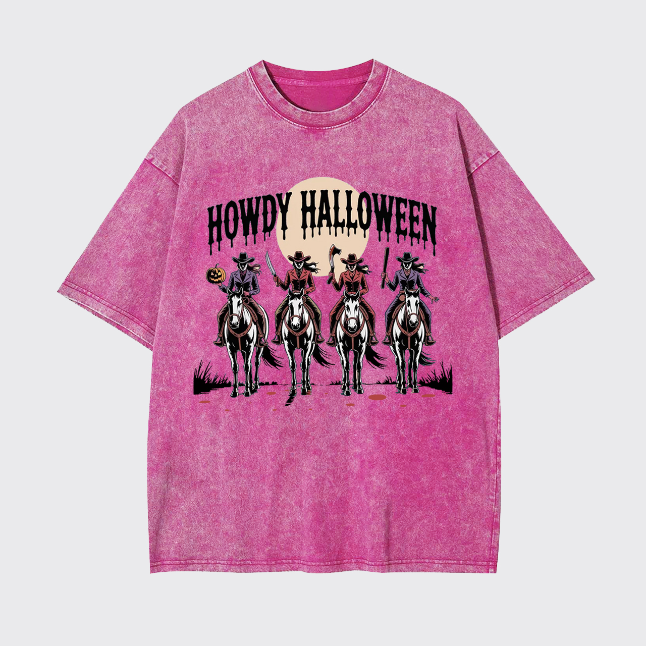 Cowgirl Riding Halloween Garment-dye Tees