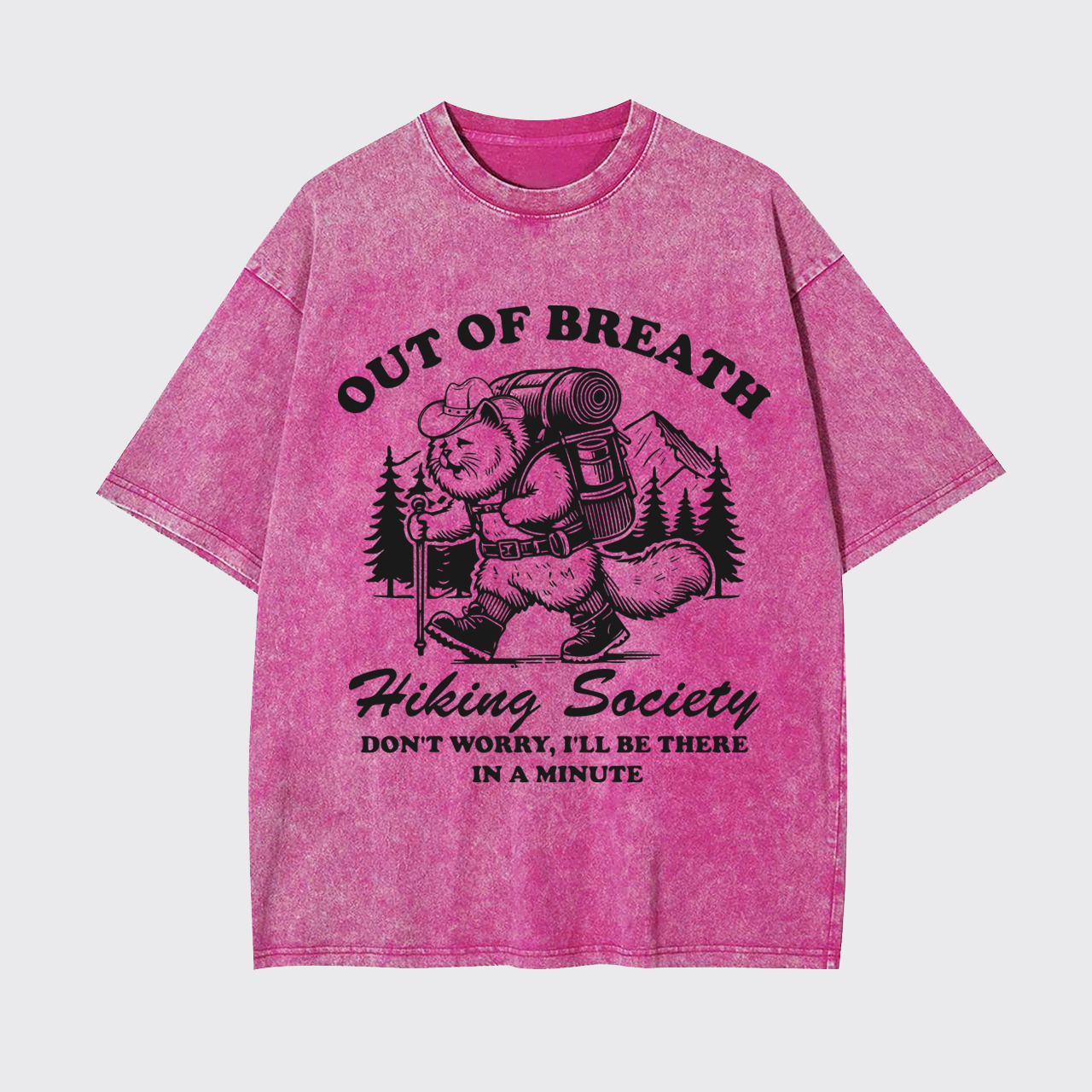 Mountain Hiking Adventurous Cat Garment-dye Tees