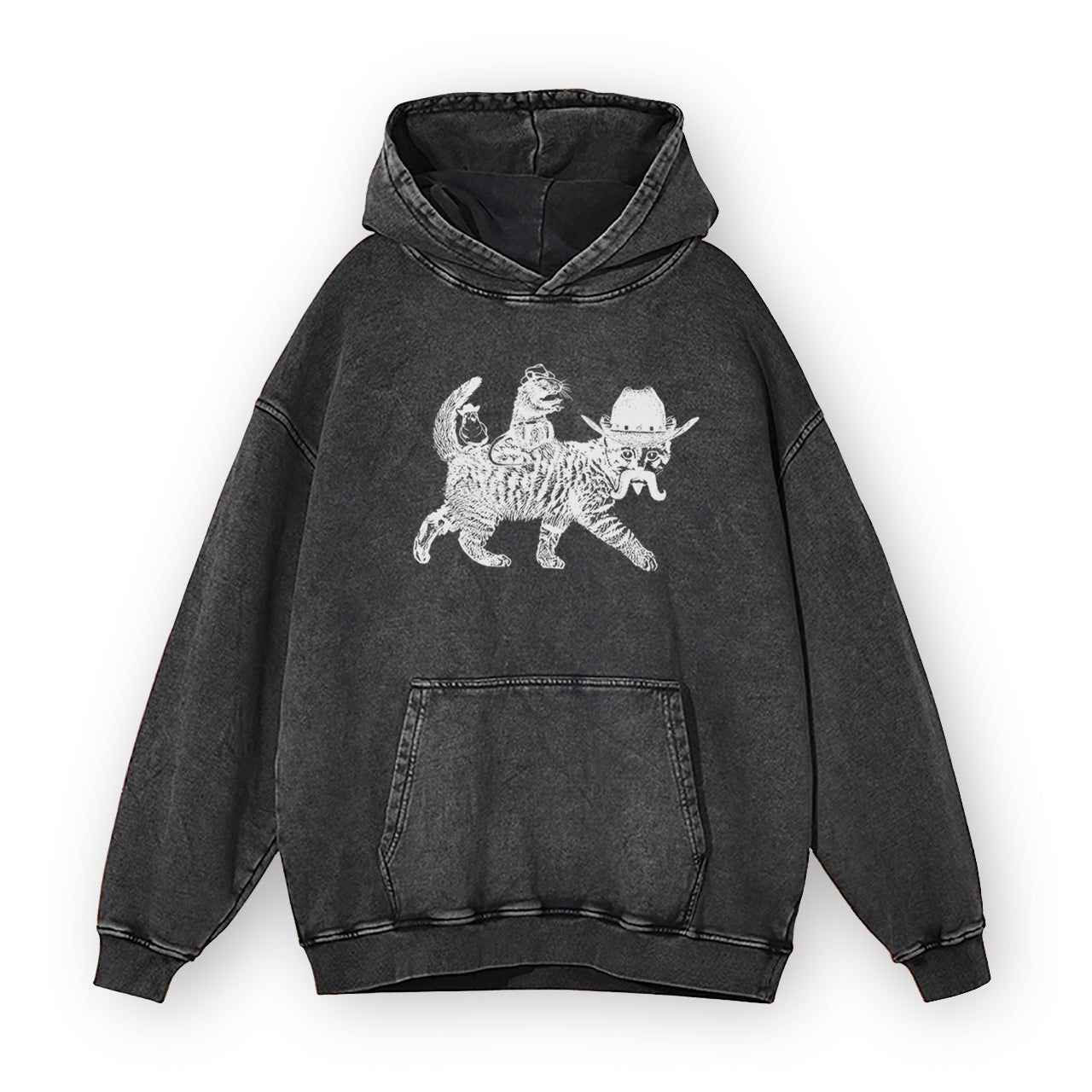 Vintage Cool Retro Cat Garment-Dye Hoodies