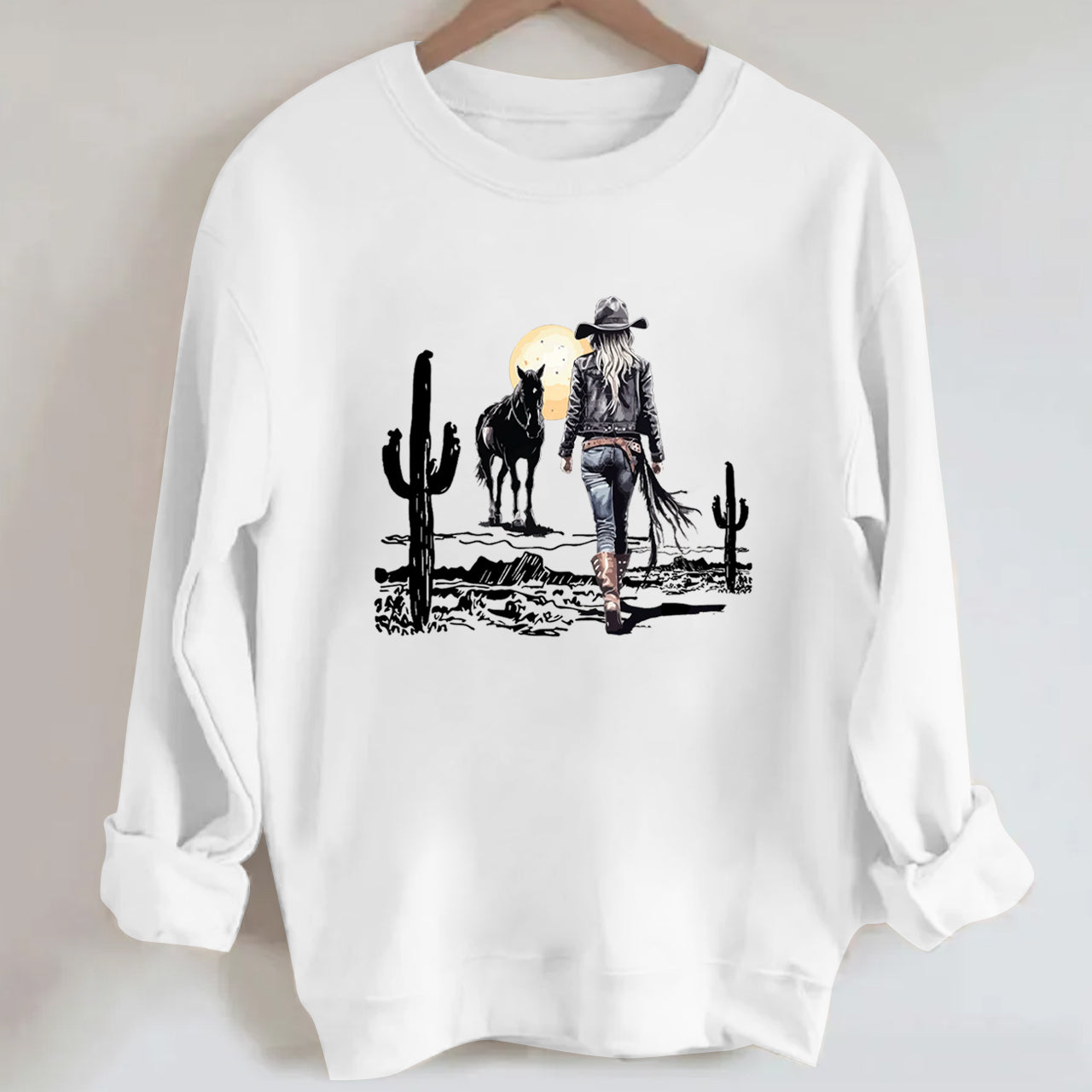 Cowgirl in the western desert Sweatshirt