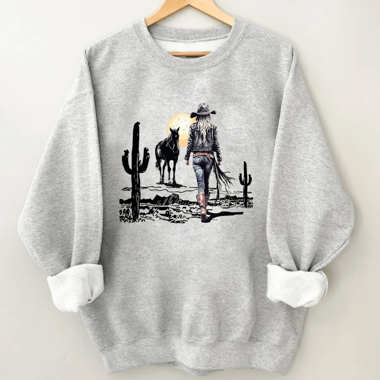 Cowgirl in the western desert Sweatshirt