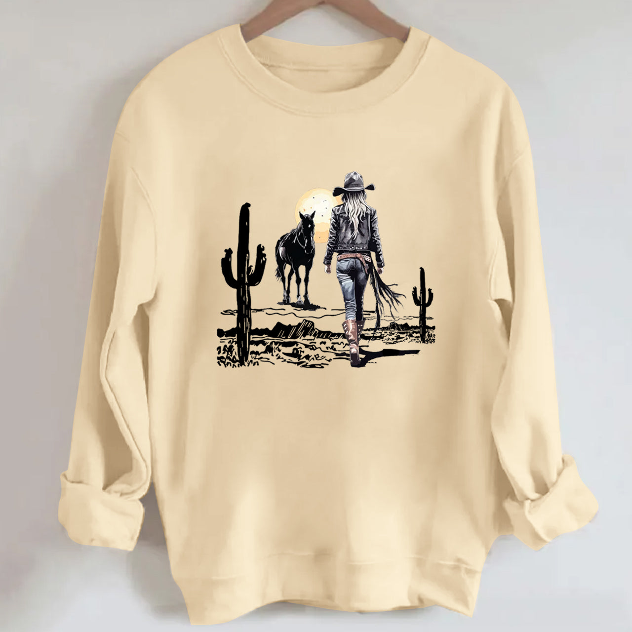 Cowgirl in the western desert Sweatshirt