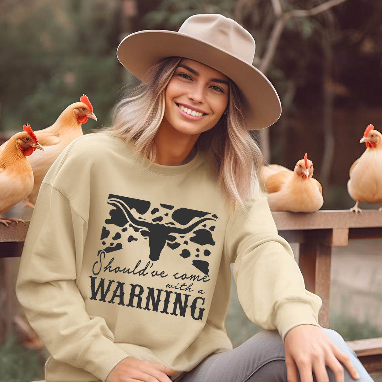 Cowboy Should have come with a Warning.jpg Sweatshirt