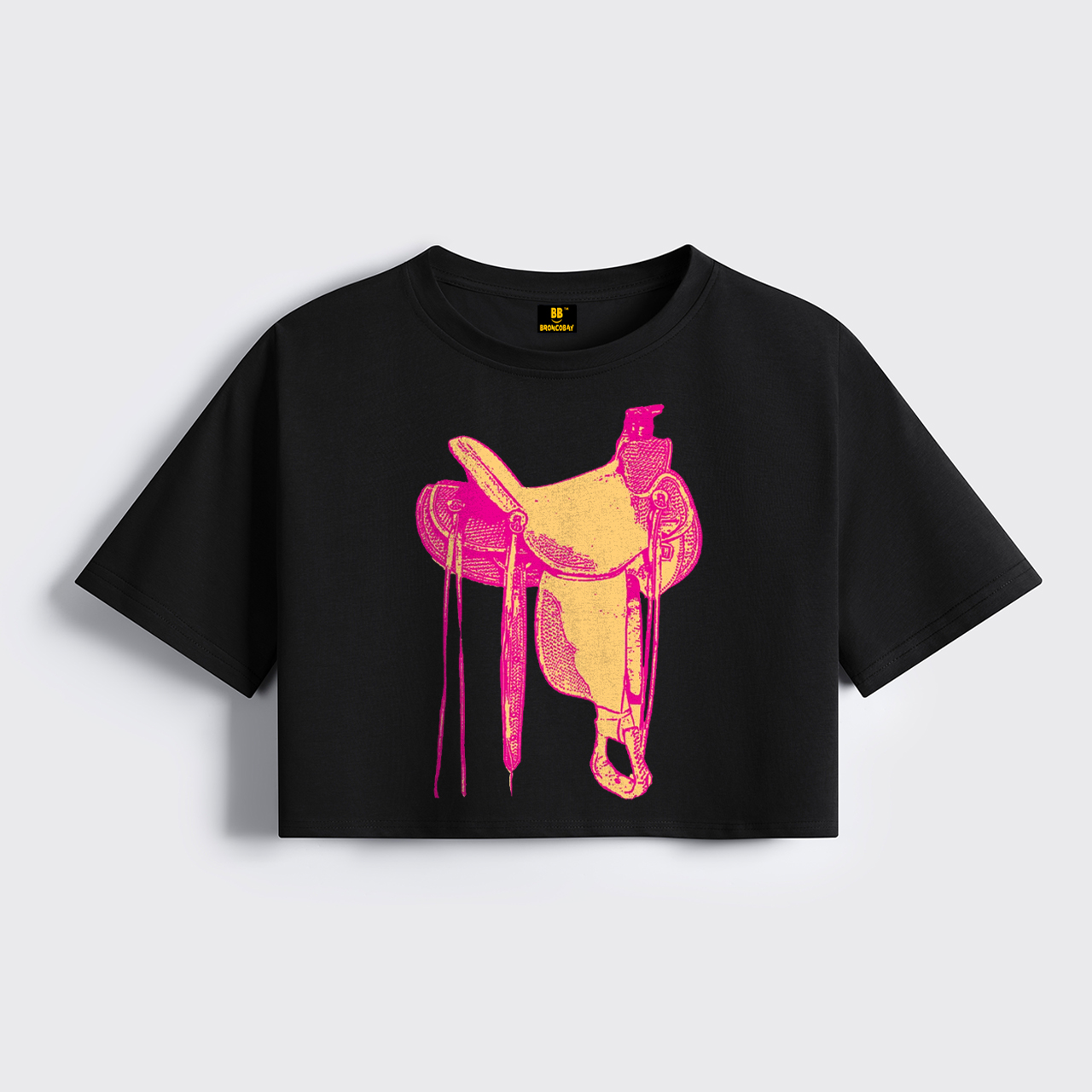 Western Pink Saddle Cropped Boxy Tee