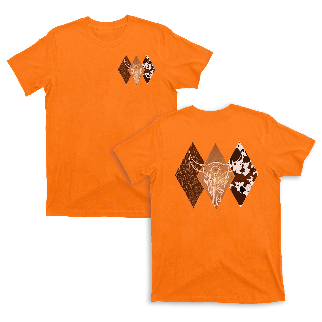 Cowboy Boho Bull Skull Double sided printing T-Shirts