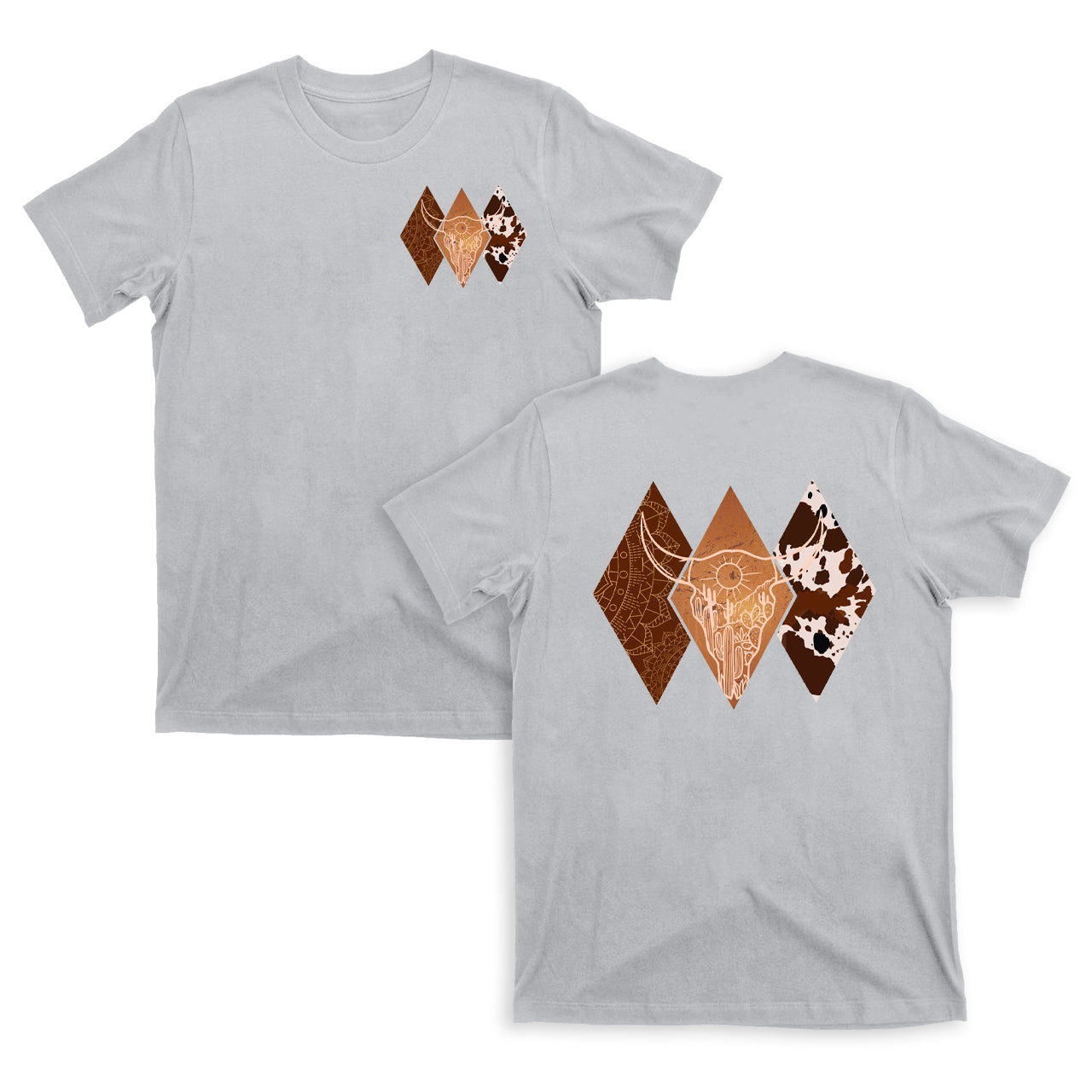 Cowboy Boho Bull Skull Double sided printing T-Shirts