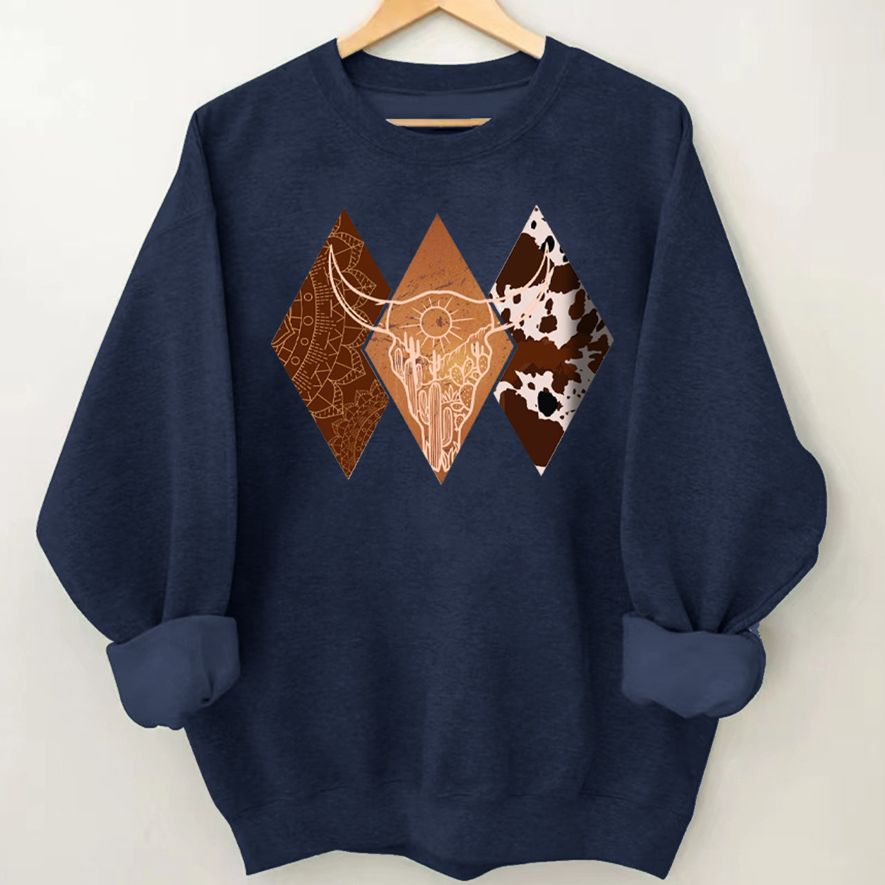 Cowboy Boho Bull Skull Sweatshirt