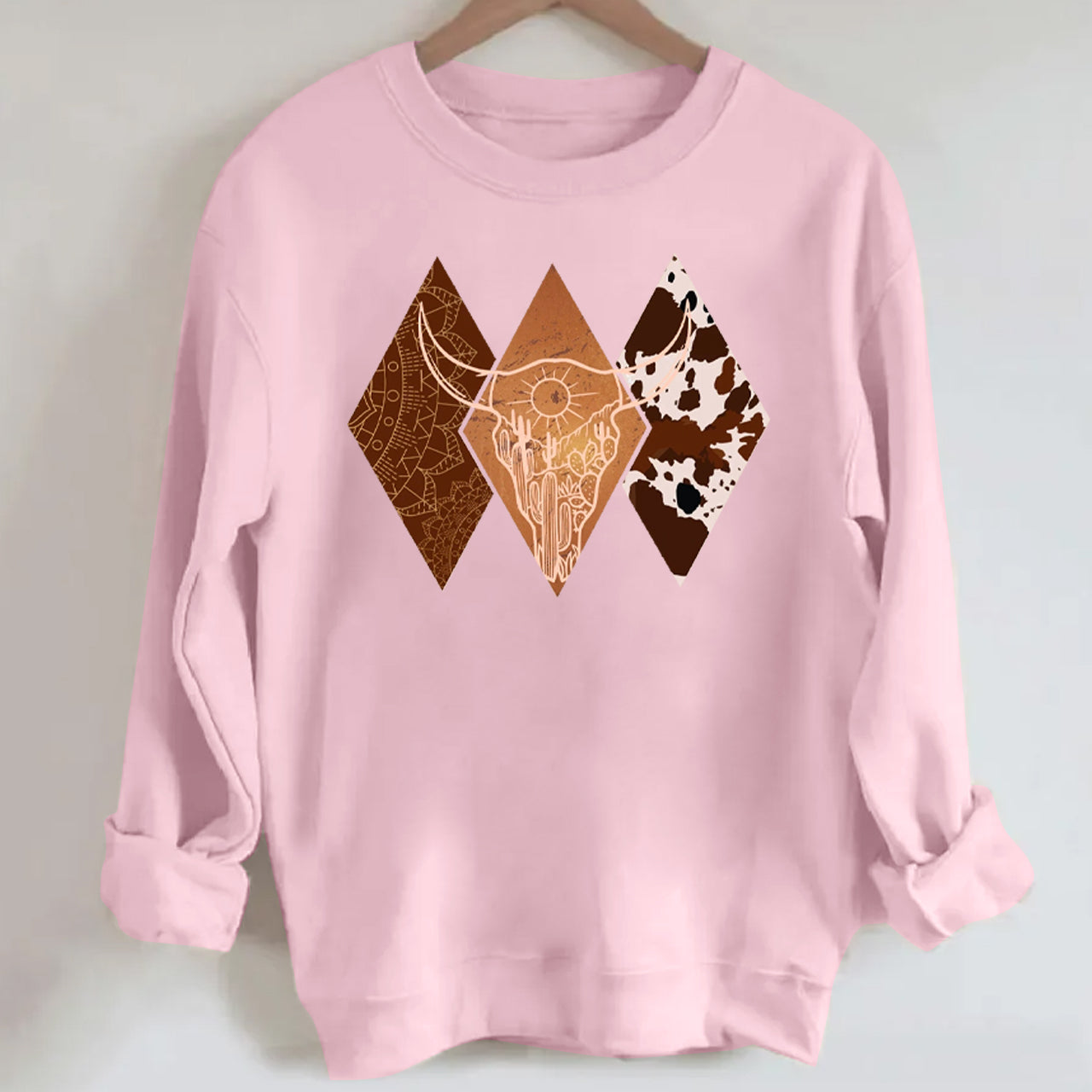Cowboy Boho Bull Skull Sweatshirt
