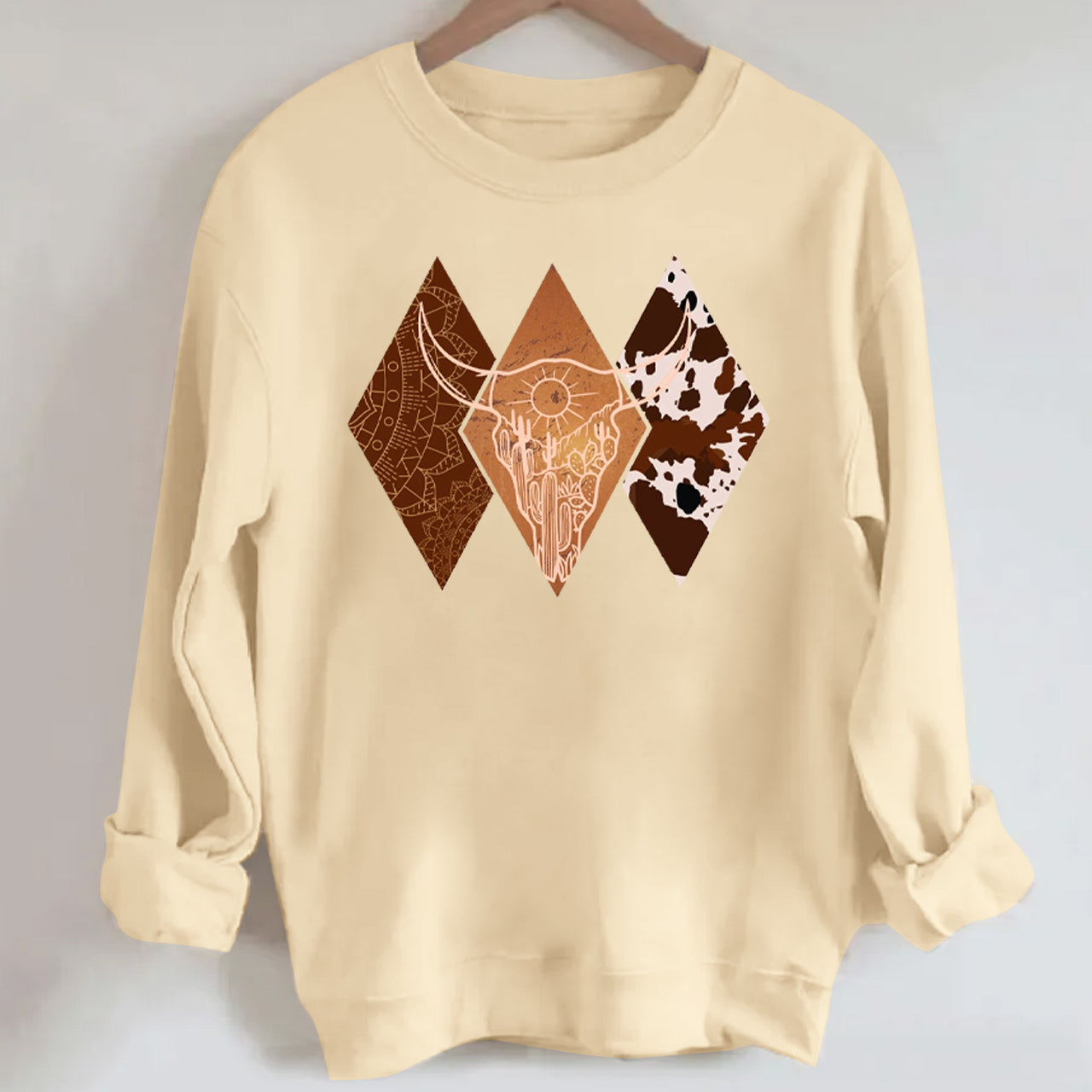 Cowboy Boho Bull Skull Sweatshirt
