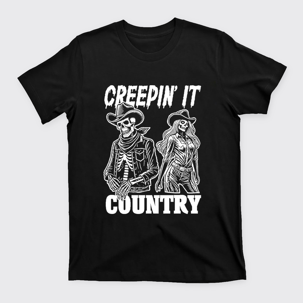 Creepin' It Cowboy Skeleton Cowgirl Ghost T-Shirts
