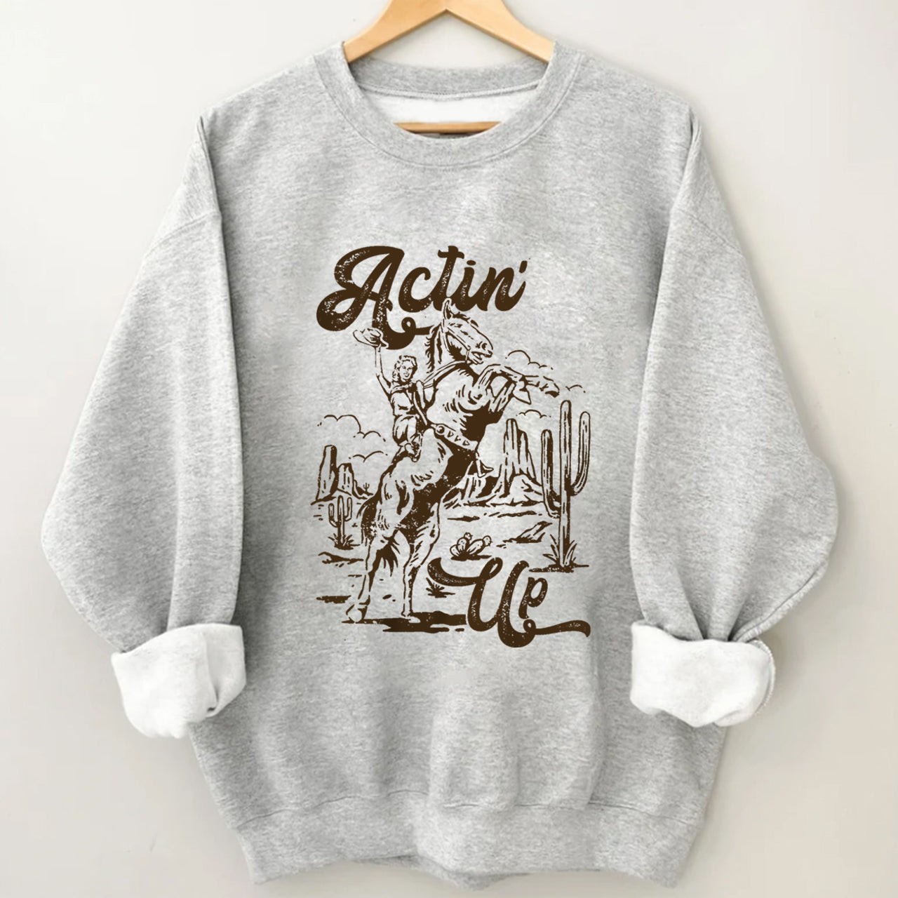 Cowgirl Celebrating Victory Actin Sweatshirt