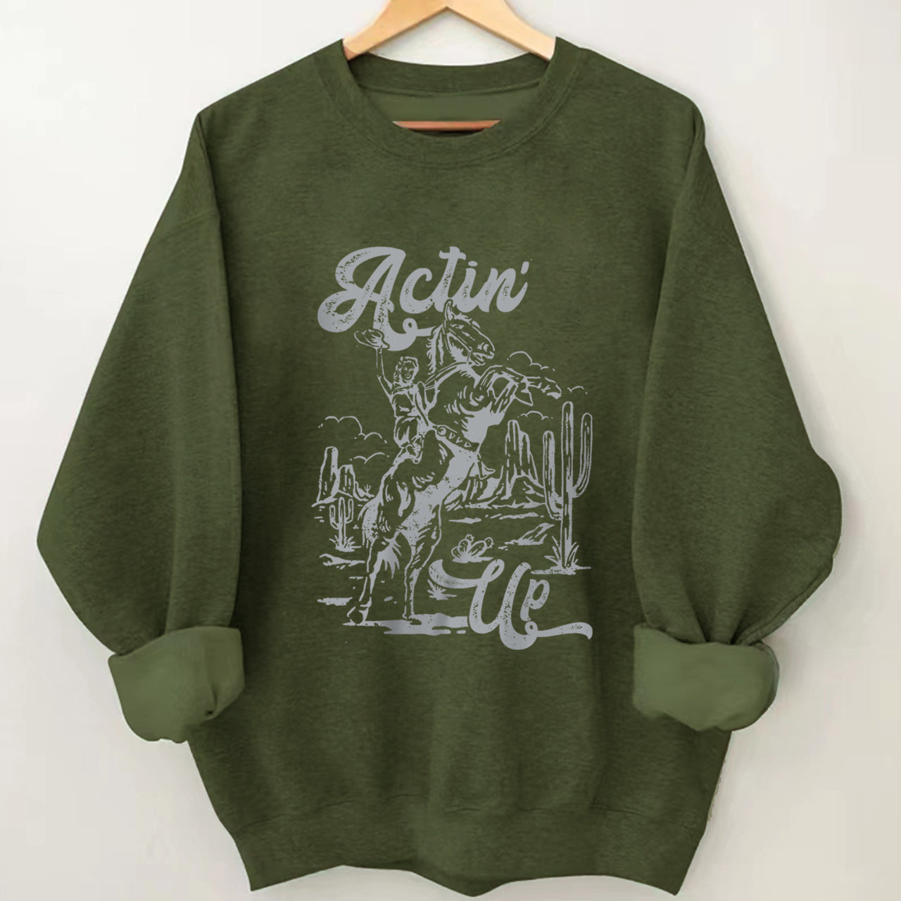 Cowgirl Celebrating Victory Actin Sweatshirt