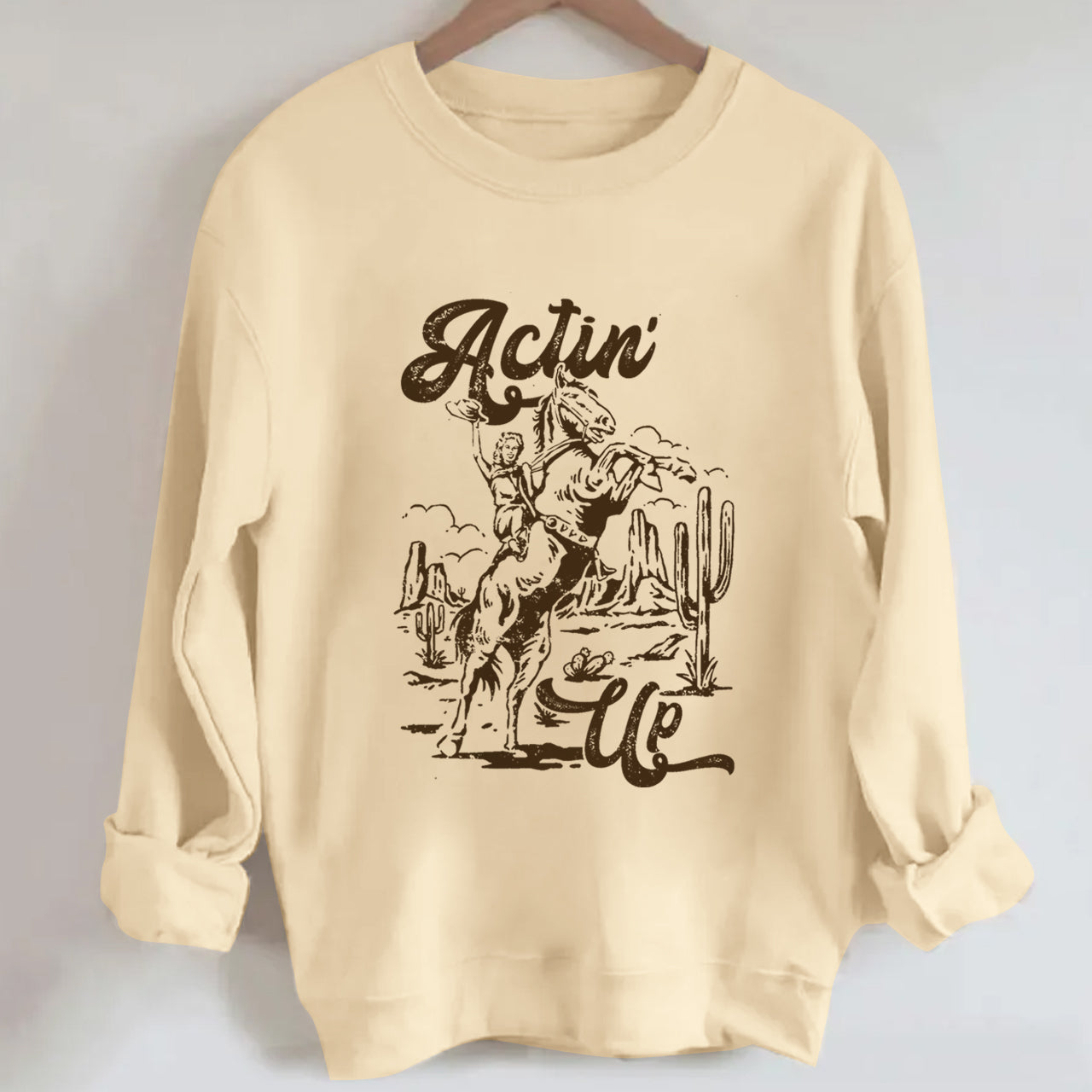 Cowgirl Celebrating Victory Actin Sweatshirt