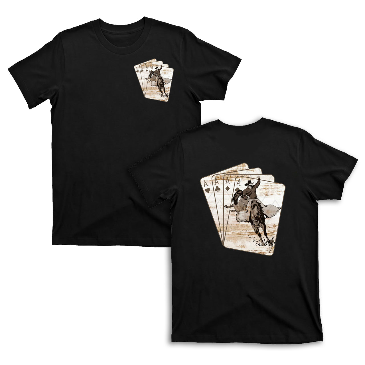 Cowboy Playing Card Double sided printing T-shirts