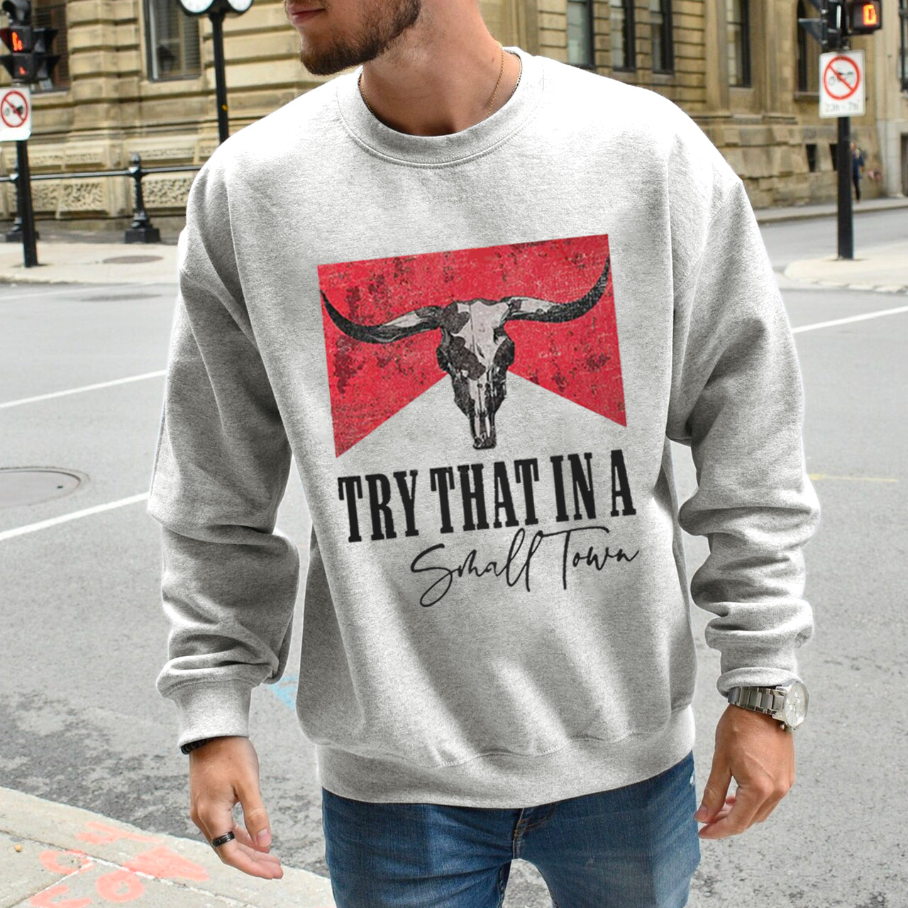 Cowboy IN A SMALL TOWN GRAPHIC Sweatshirt