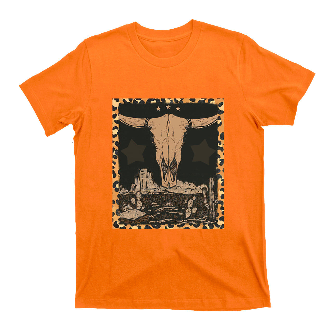 Western Label Longhorn Skull Desert T-Shirts