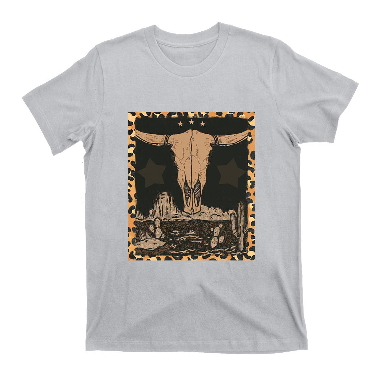 Western Label Longhorn Skull Desert T-Shirts