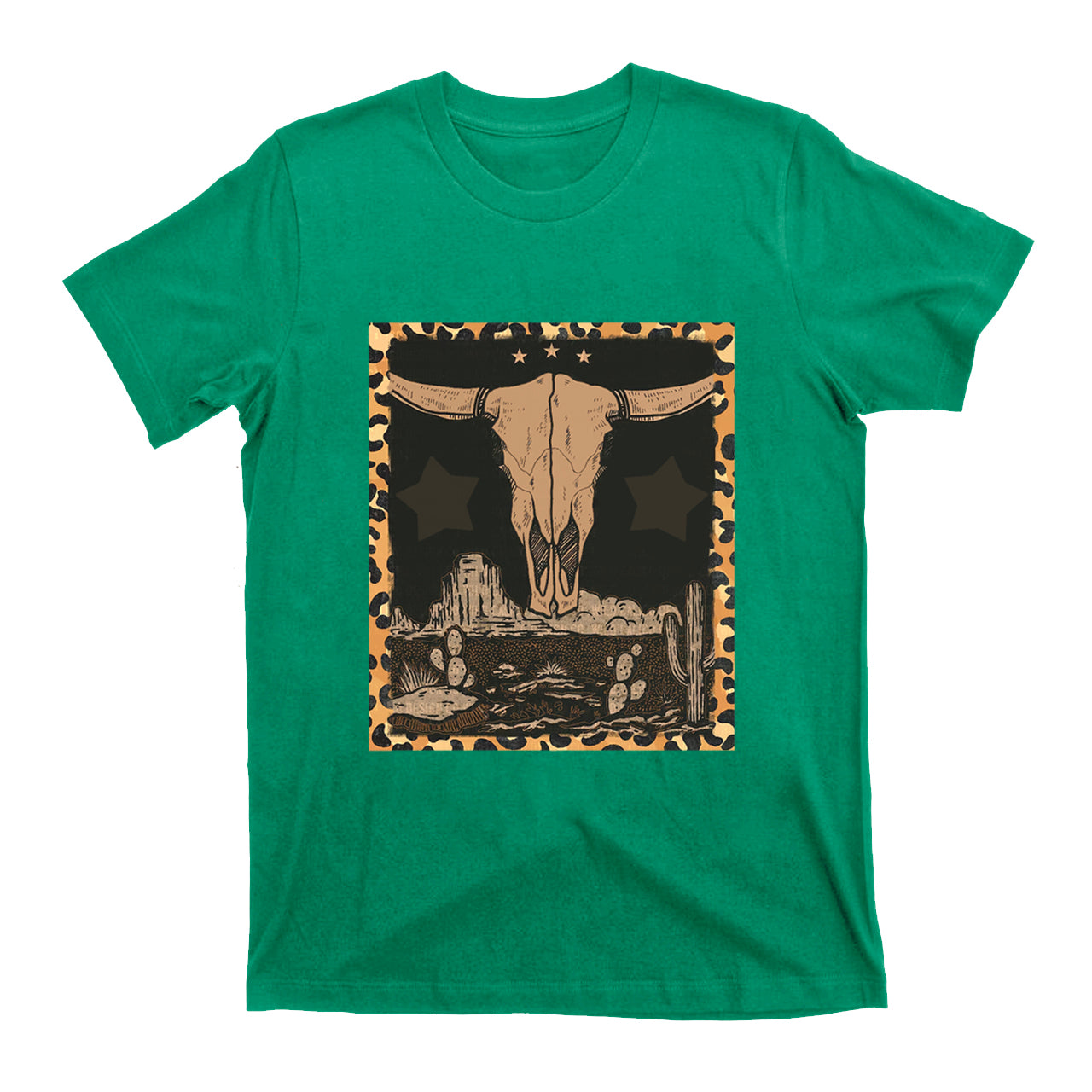 Western Label Longhorn Skull Desert T-Shirts