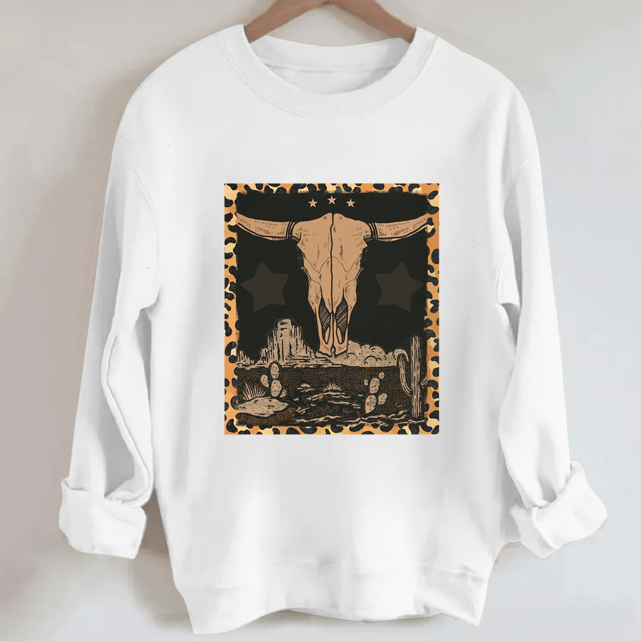 Western Label Longhorn Skull Desert Sweatshirt