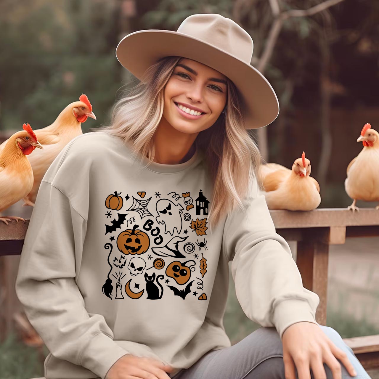 Vintage Pumpkin Spooky Halloween Sweatshirt