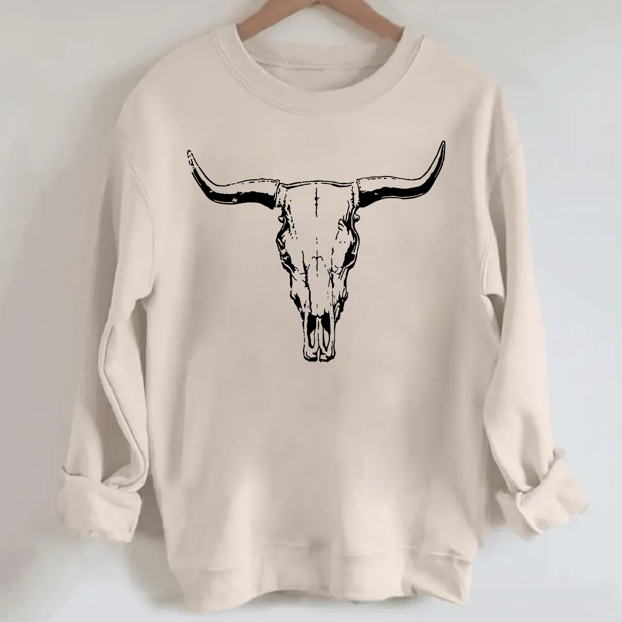 Boho Cow Skull Western Cowboy Sweatshirt