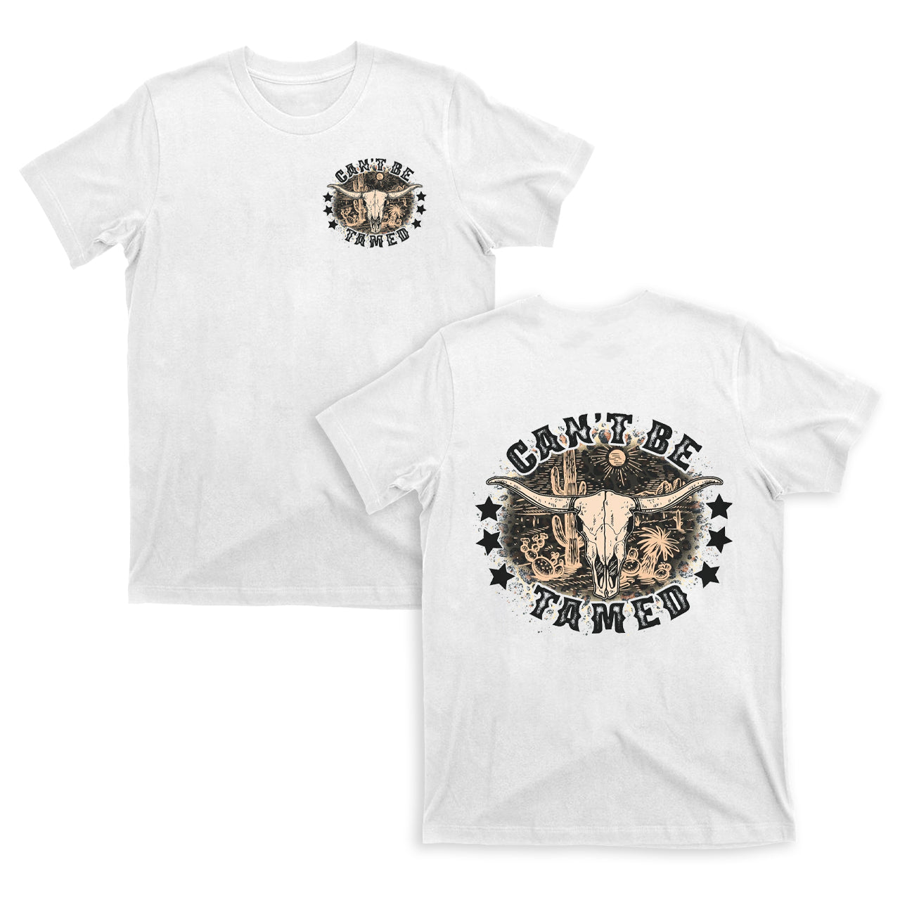 Leopard Print Skull Cow Can't Be Tamed T-Shirts