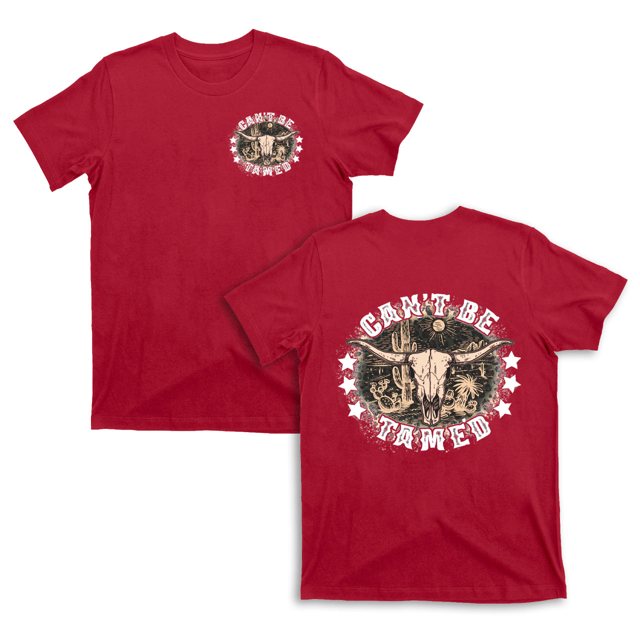 Leopard Print Skull Cow Can't Be Tamed T-Shirts