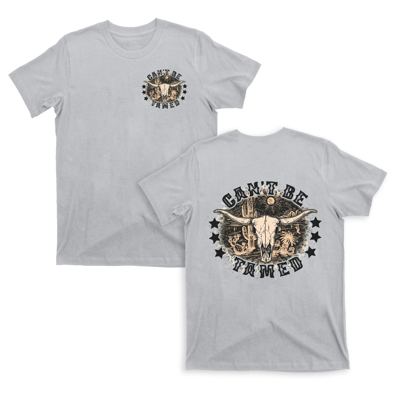 Leopard Print Skull Cow Can't Be Tamed T-Shirts