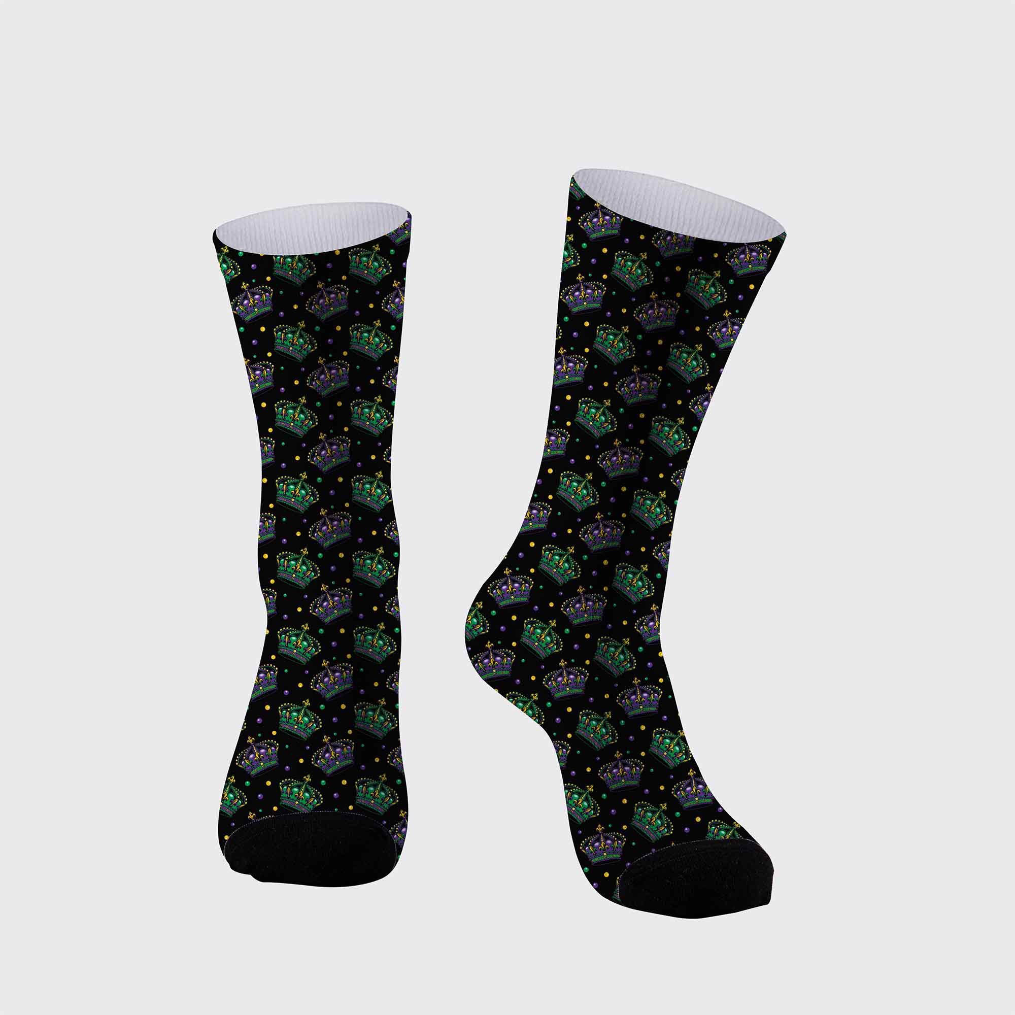 Mardi Gras Crown Pattern Printed Cotton Socks