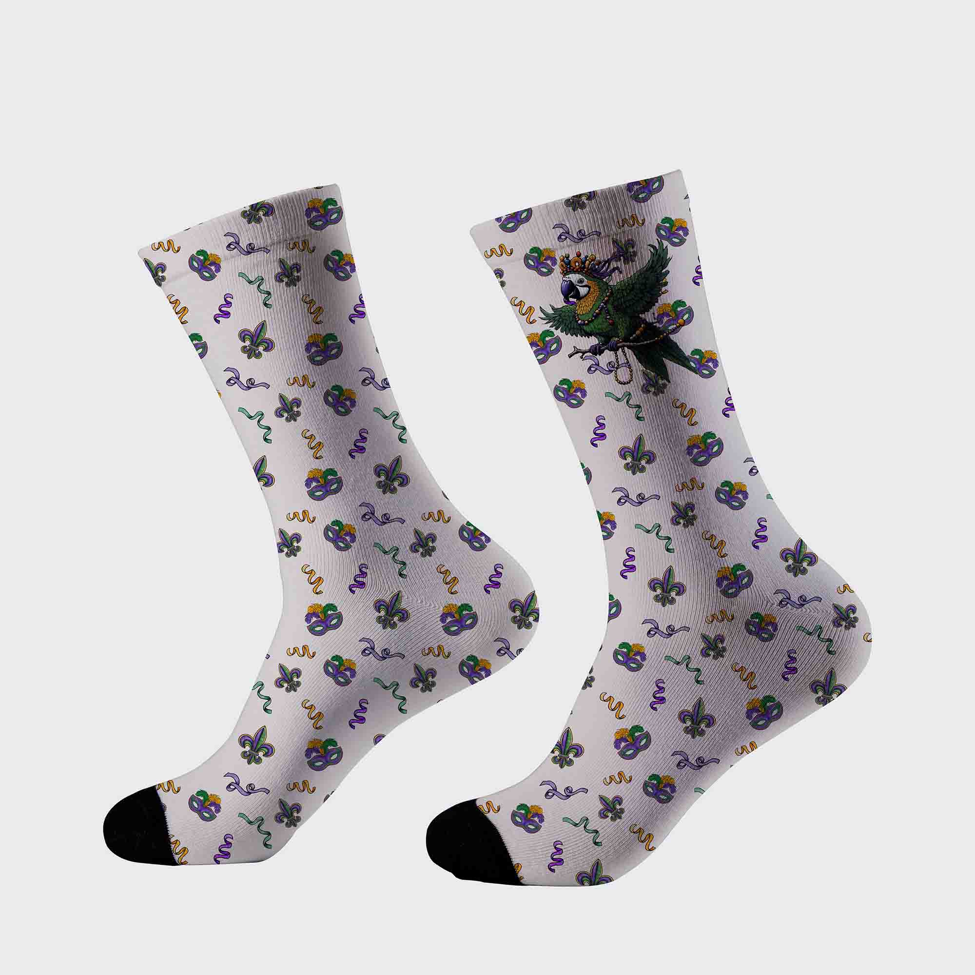 Mardi Gras Parrot Pattern Printed Cotton Socks
