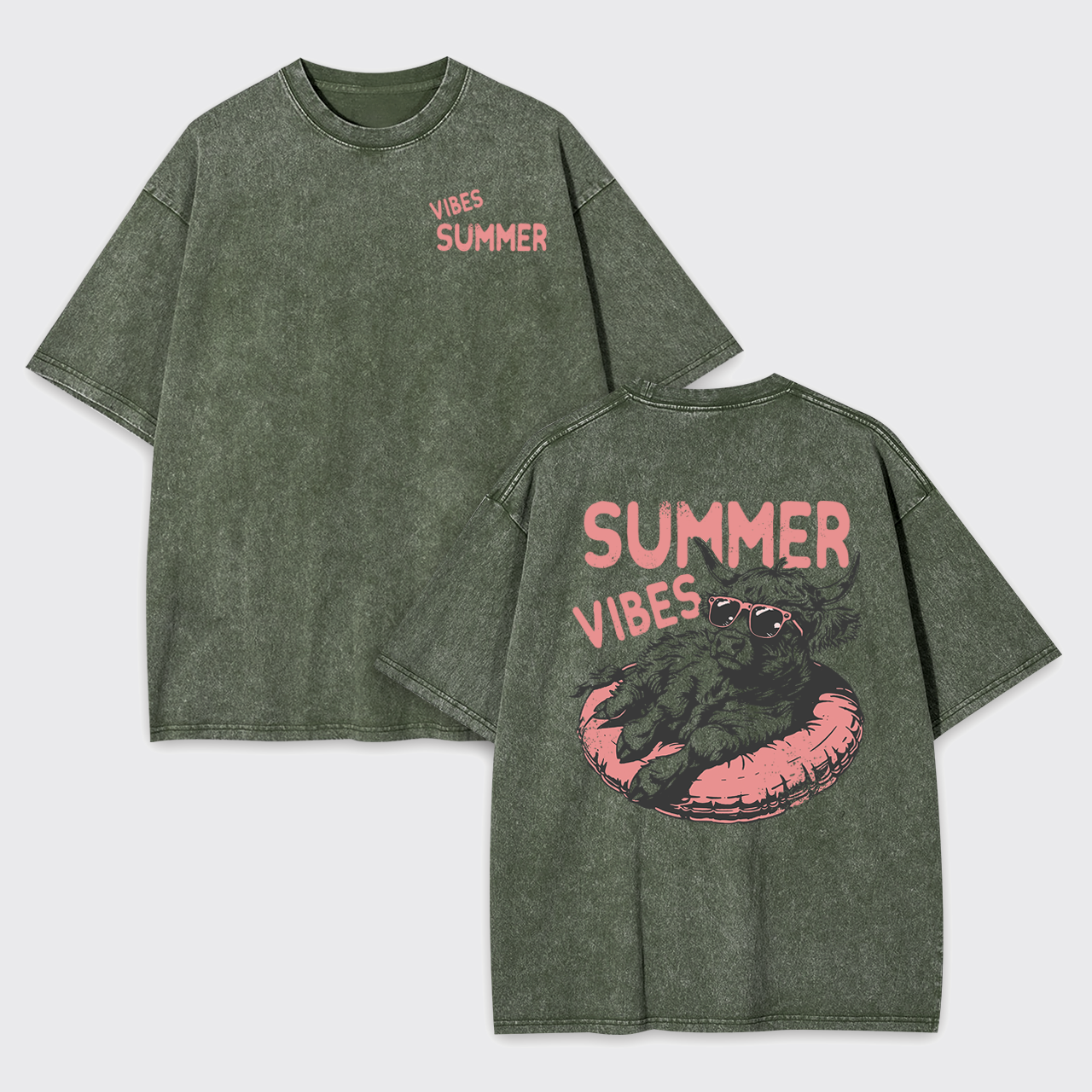 Summer Vibes With Highland Cow Garment-dye Tees
