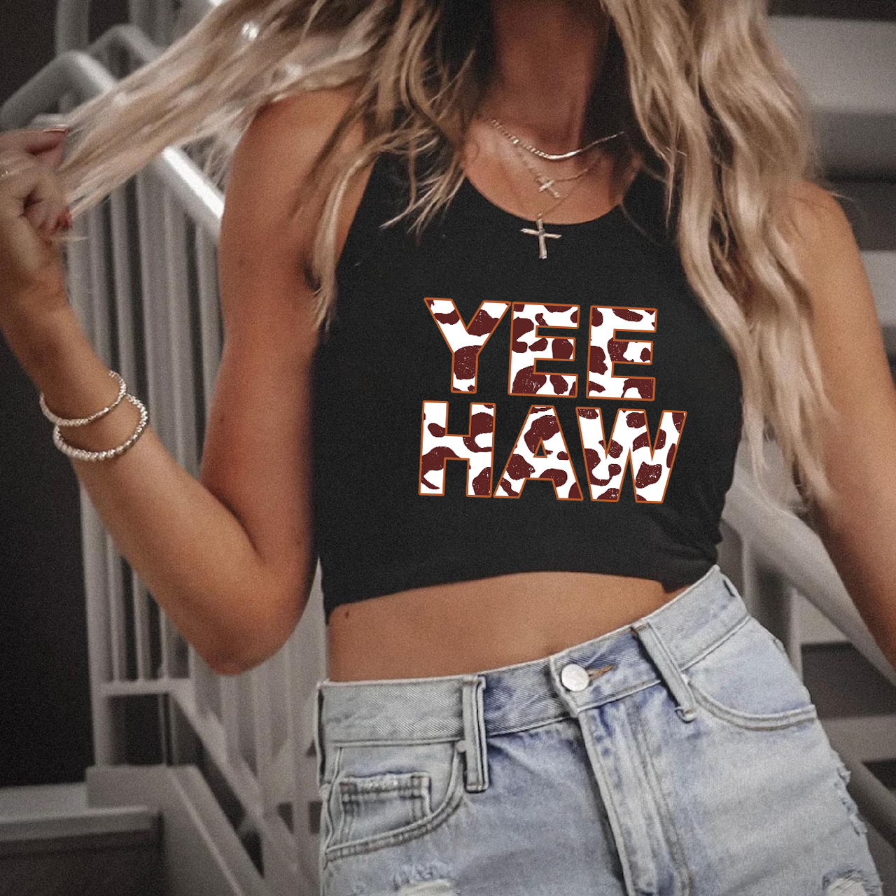 Cow Design Yee Haw Tank Top