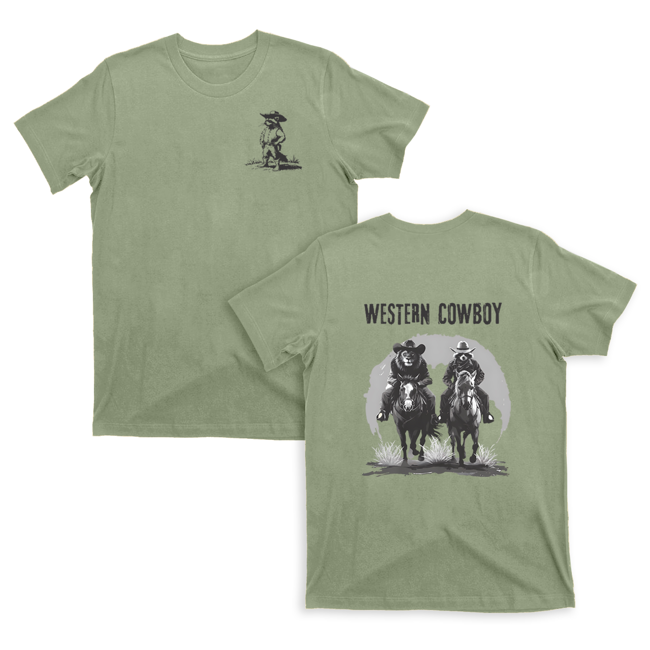 Accoon And Lion Cowboy T-Shirts