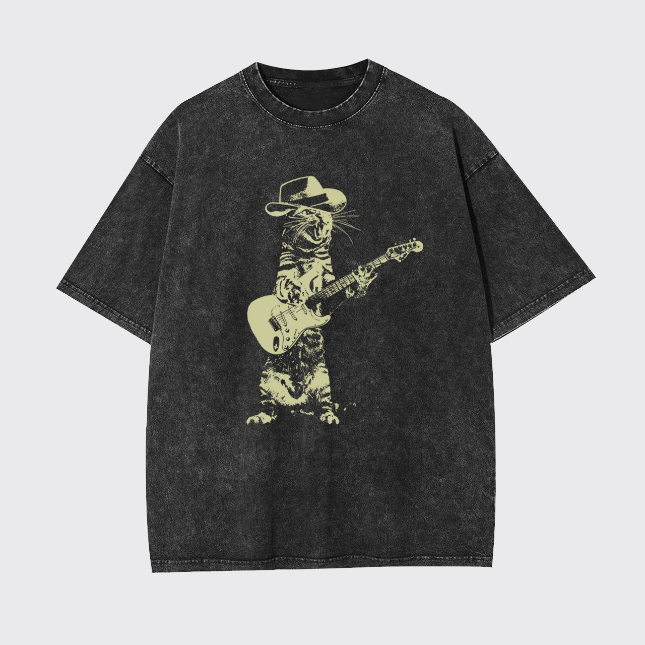 Cat Playing Guitar Garment-dye Tees