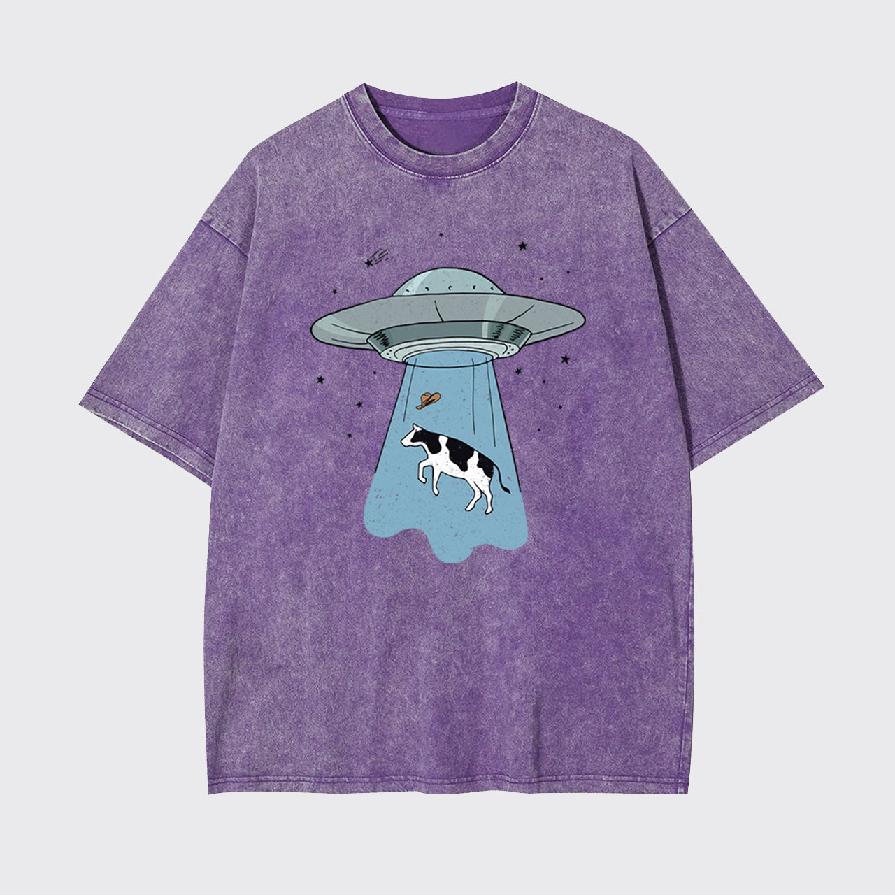 Funny UFO Alien Cow Garment-dye Tees