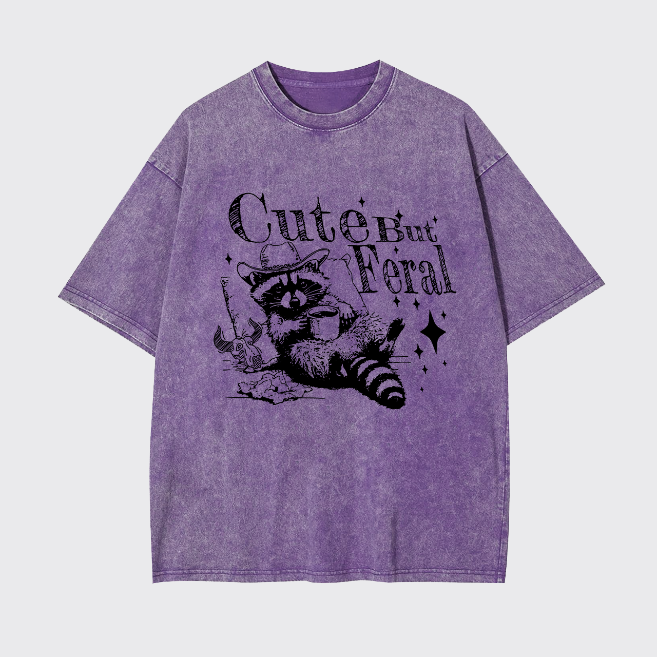 Cute But Feral Raccoon Garment-dye Tees