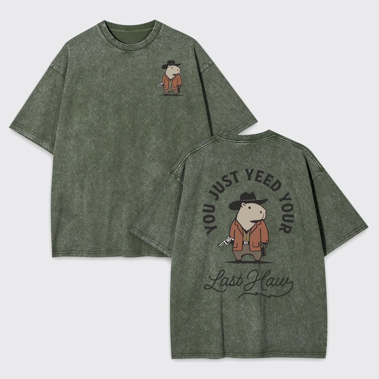 Funny Capybara Cowboy Garment-dye Tees
