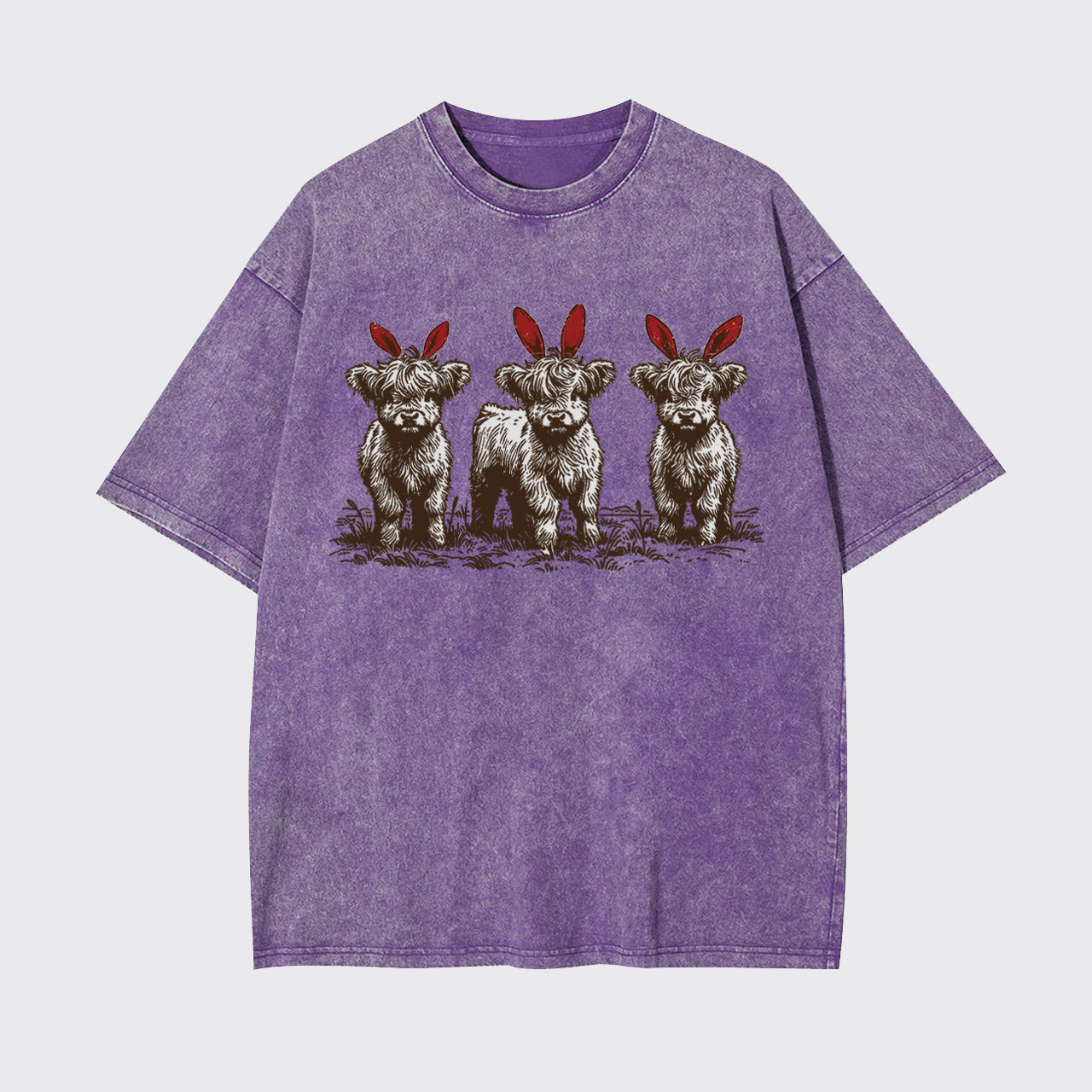 Western Easter Highland Cow Garment-dye Tees