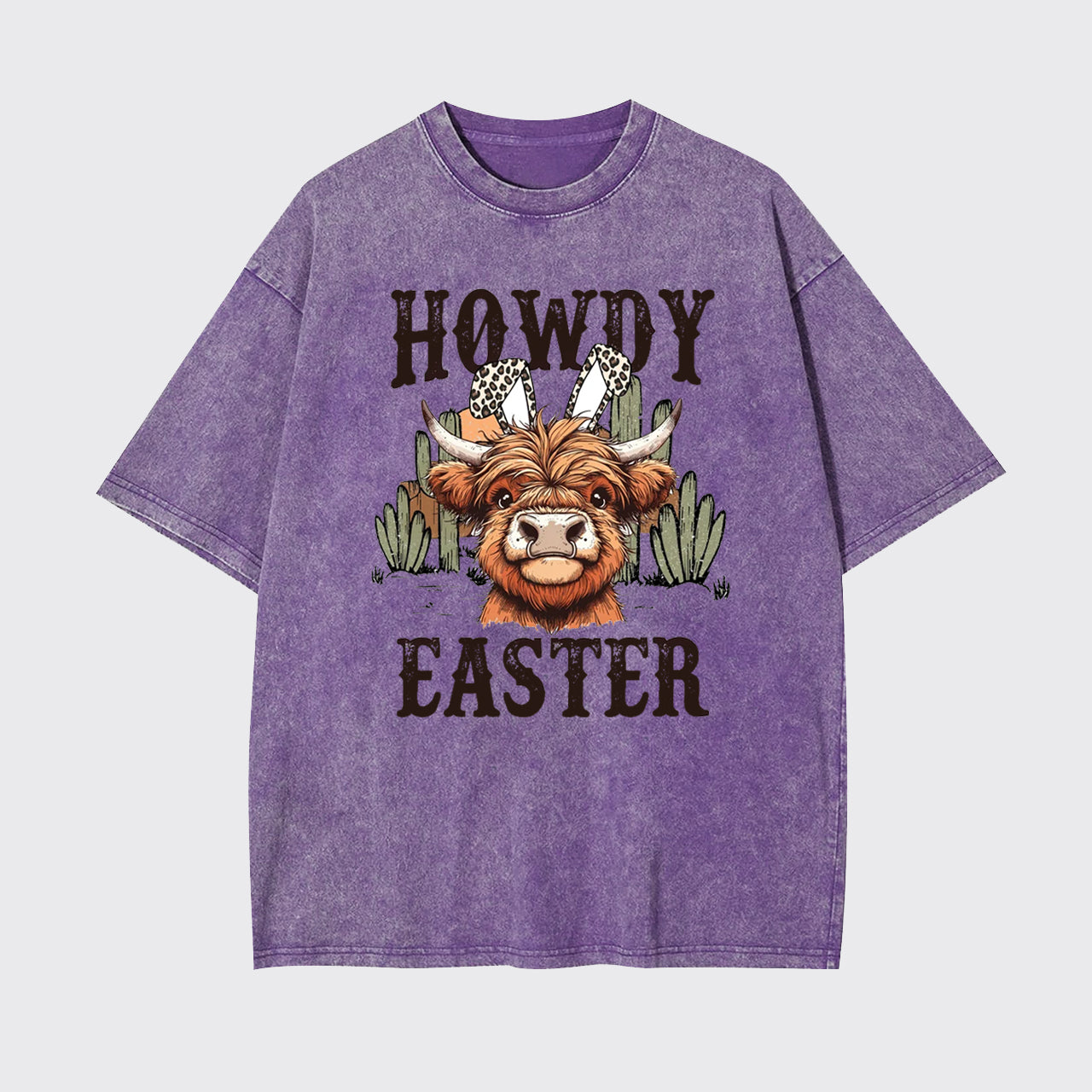 Cute Highland Cow Easter Garment-dye Tees