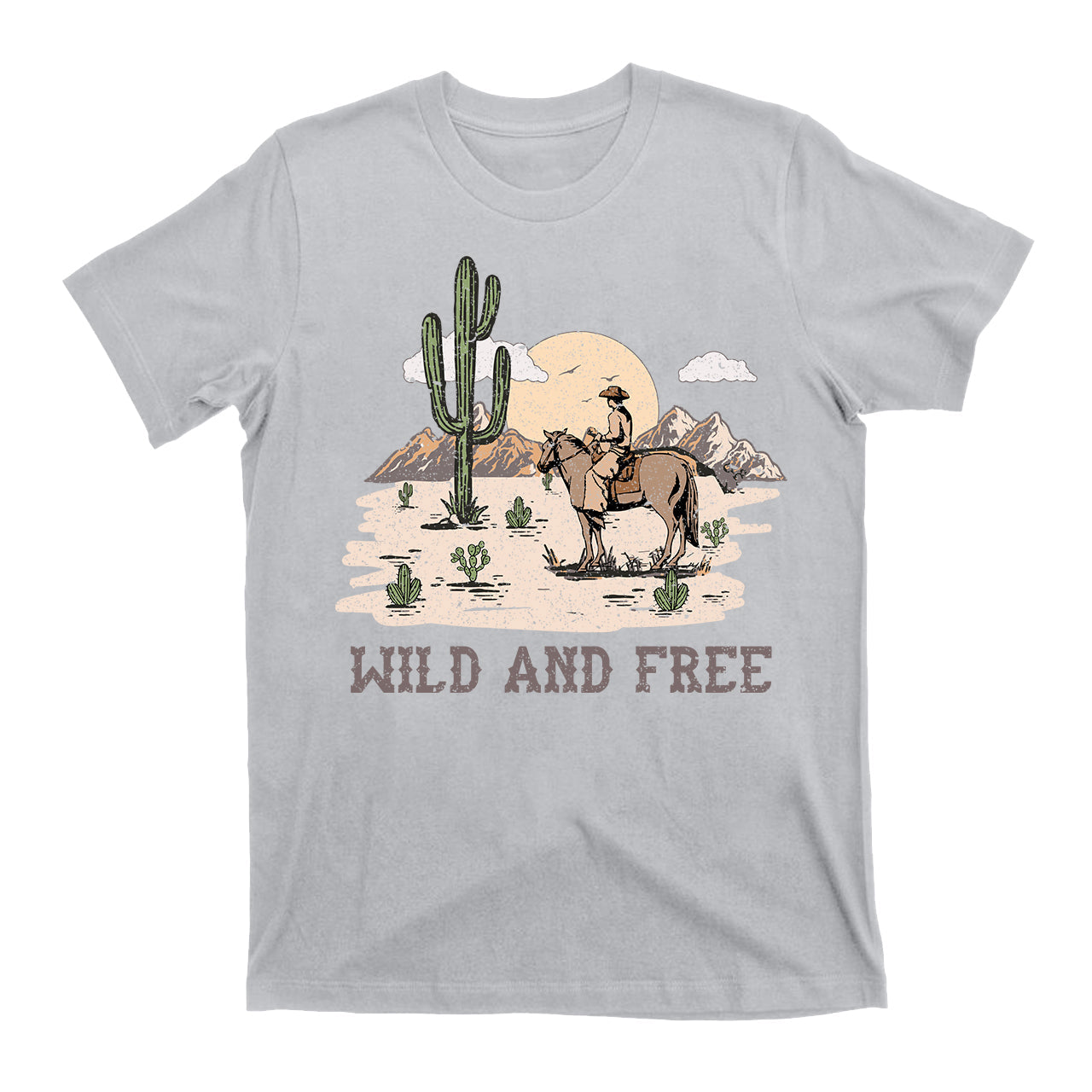 Cowboy On Horseback Free Western T-Shirt