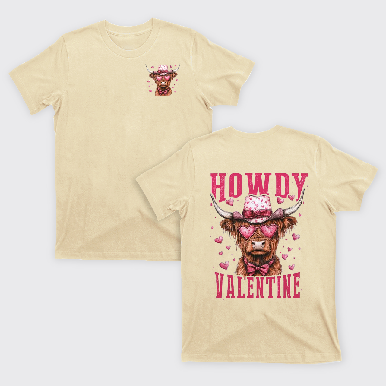 Valentine Highland Cow T-Shirts