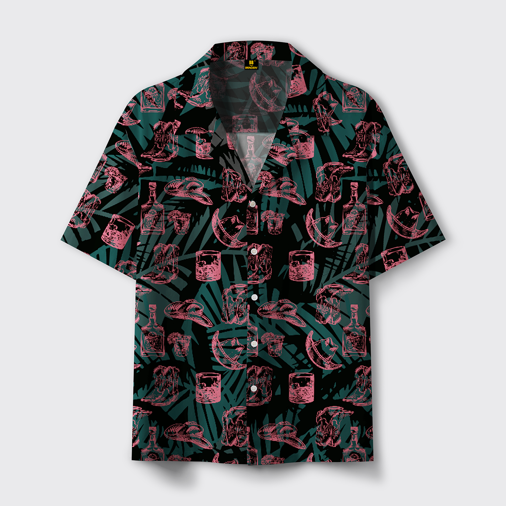 Vintage Wine Bottles And Tropical Element Prints Hawaiian Shirt