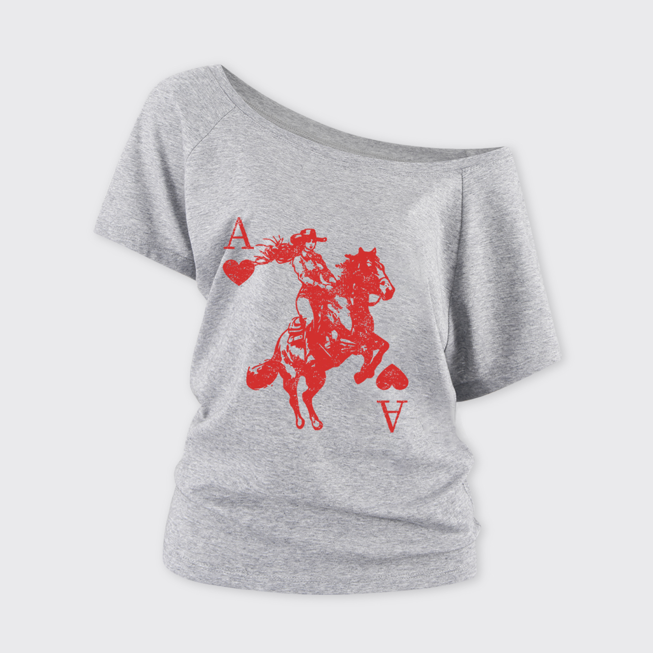 Heart Playing Card Cowgirl Off Shoulder Top