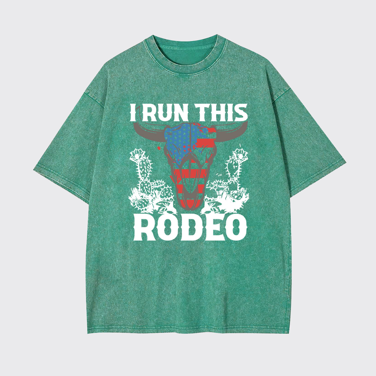 I Run This Rodeo America Cow Garment-dye Tees