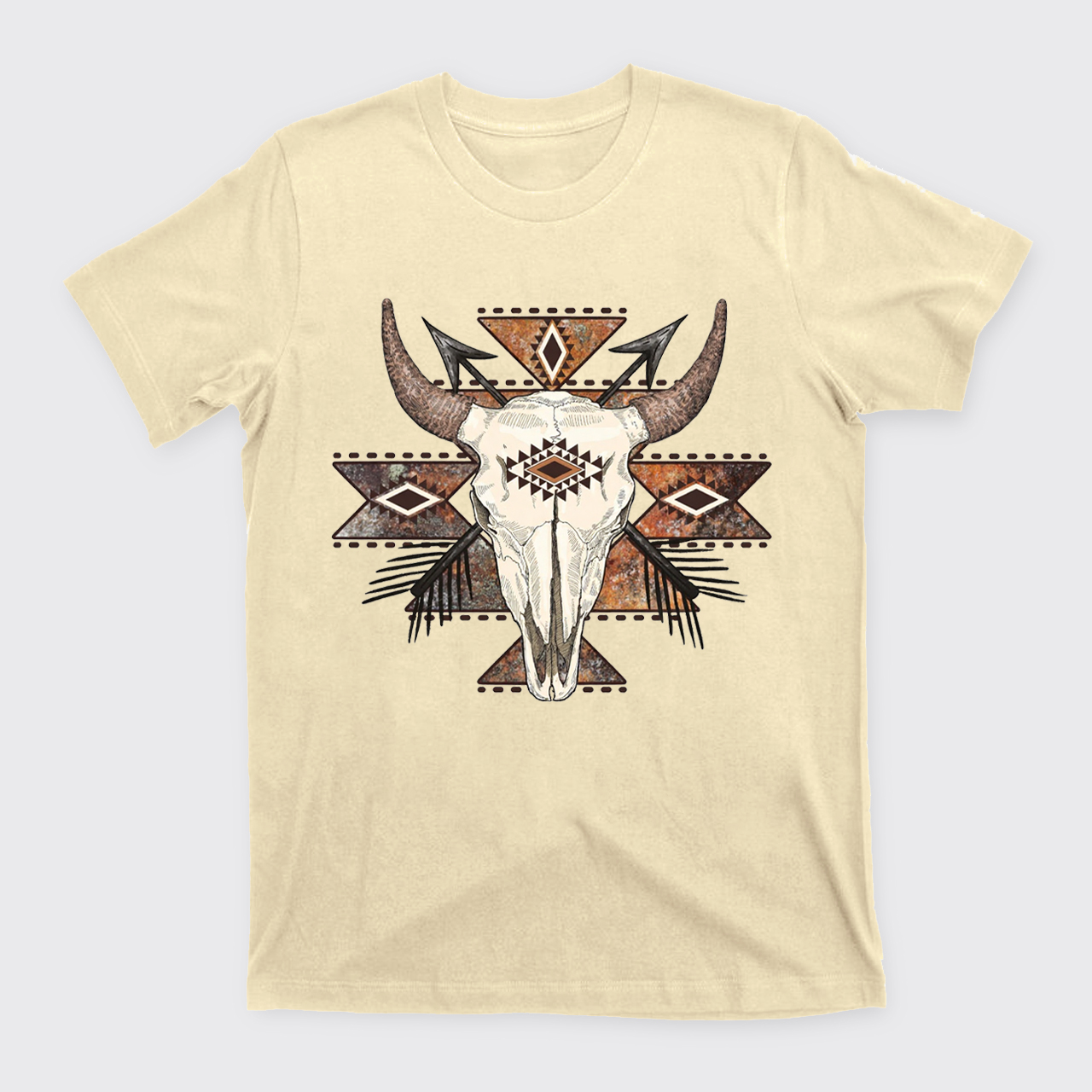 Rustic Aztec Cow Skull T-Shirts