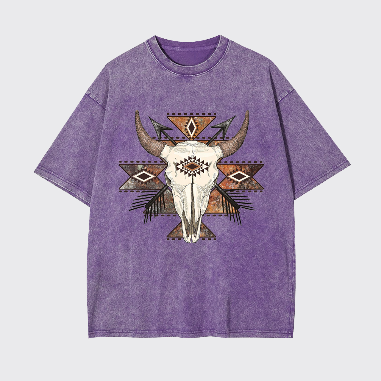 Rustic Aztec Cow Skull Garment-dye Tees