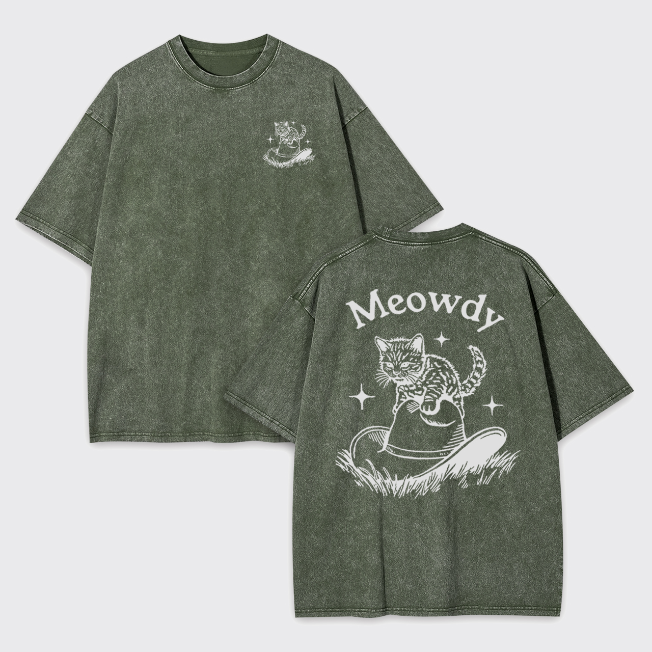Meowdy Cowboy Cat Garment-dye Tees