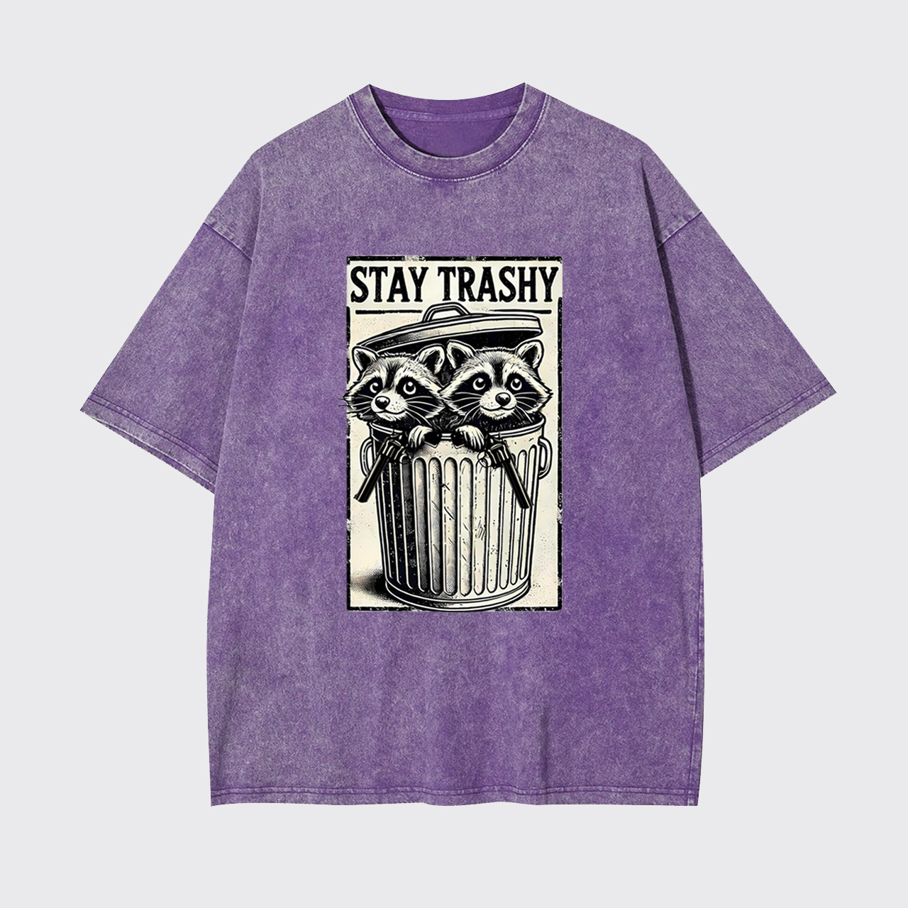 Funny Stay Trashy Raccoon Garment-dye Tees
