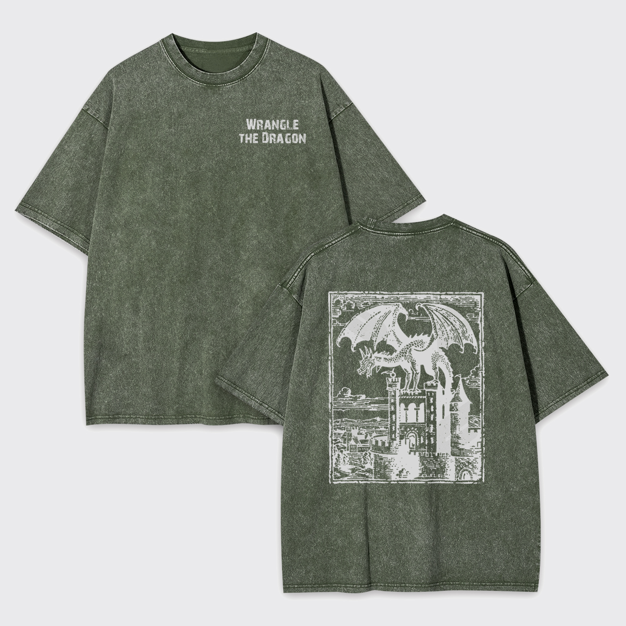 Retro Medieval Wrangle The Dragon Garment-dye Tees