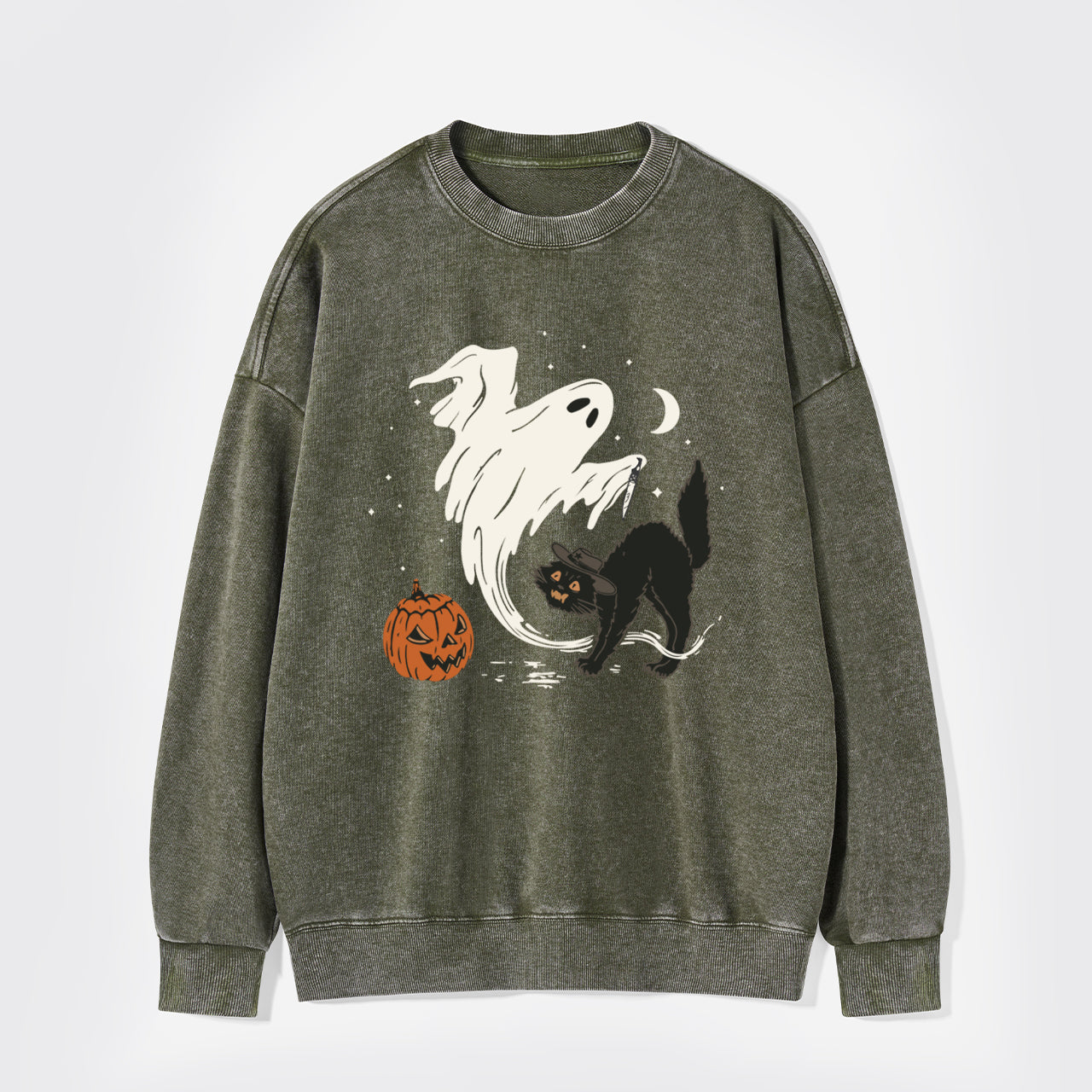 Ghost & Cat Halloween Washed Sweatshirts